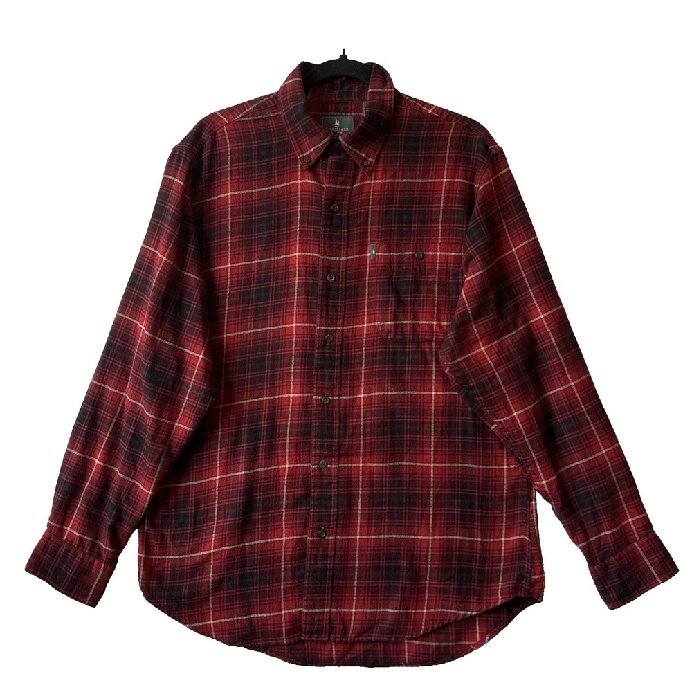 G.H. Bass & Co. Red Plaid Flannel Long Sleeve Button Up Shirt M Workwear Rugged